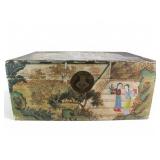 Antique Chinese Hand Painted Leather Covered Truck