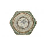 Hand-Painted Asian Hexagonal Ceramic Platter