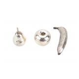 Three Metal Fruit Sculptures