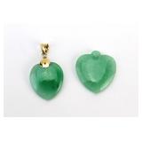Two Jadeite Heart Shape Pendants