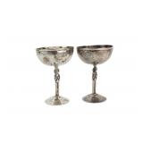 Pair of Silver Stemmed Figural Cups