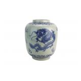 Chinese Blue & White Dragon Porcelain Jar