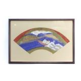 Framed Japanese Hand-Painted Fan Art ï¿½ River Boat