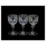 Set of 3 Baccarat Crystal Wine Glasses