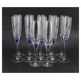 12 Glass Champagne Flutes incl. Orrefors Pair