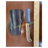 Hand Forged Steel Knife w/ Leather Sheath