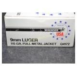 Winchester USA 9mm Ammo - 50 Rounds
