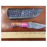Hand Forged Damascus Steel Knife w/ Leather