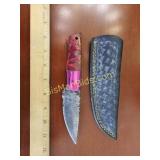 Hand Forged Damascus Steel Knife w/ Leather