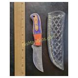 Hand Forged Damascus Steel Knife w/ Leather