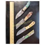 1 Hand Forged Damascus Steel Knife w/ Sheath - Ass