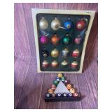 Pool Ball Ornaments and Picture Frame - NIB