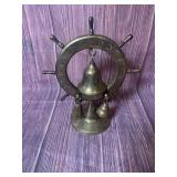 Vintage MCM Brass Shipwheel w/Bells