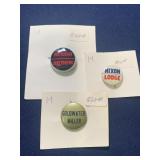 (3) Vtg 1960s Nixon-Agnew, Goldwater-Miller Pins