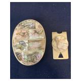 Vtg MCM Alpaca Silver & Abalone Buckle, Money Clip