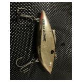 Vintage Heddon Red Bone Fishing Lure  Gold Metalc