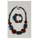 Beaded stone Statement necklace with bracelet