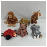 Vintage TY Animal Beanie Babies 6 Total , with