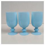 Vintage Imperial Glass Blue Opaline Water Goblets