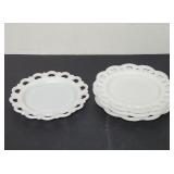 Vitnage Hazel Atlas glass plate lace edge white