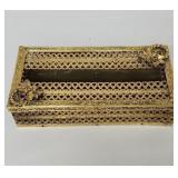 Vintage gold metal tissue box