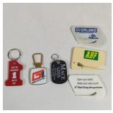 Vintage advertisement keychains and letter
