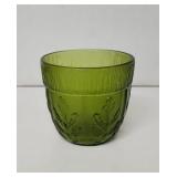 Vintage green glass plater/vase Embossed oak leaf