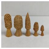 Hand Carved Wood Morel Mushrooms
