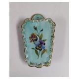 Vintage Mint Green Floral Gold Accents