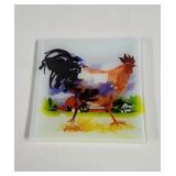Glass Rooster plate