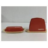 Retro Red Plastic Sterilite Napkin Holder and