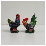 Rooster and hen figurines ceramic