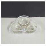 Fenton Moonstone Opalesecent Hobnail 3 section