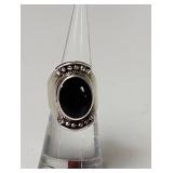 Sterling Silver Black Onyx stone ring sz 6