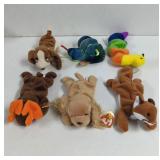 Vintage TY Beanie Babies with tags, 6 Total.
