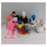 Vintage TY Bird Beanie Babies 6 Total with tags.