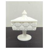 Vintage Westmoreland Milk Glass Square Old Quilt