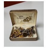 Vintage Cuff links and tie clips with vintage box