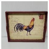 Wooden rooster serving tray