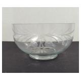Vintage Etched Floral Glass Bowl