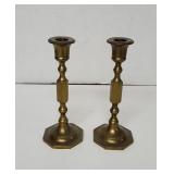 Vintage solid brass footed Colonial candle