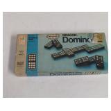 1970 wooden Dragon double nine dominoes with box