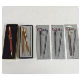 Vintage Quill Pen & Pencil Set With Gold Pen