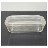 Vintage clear glass refrigerator dish with lid