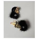 Vintage Lady Face and hand porcelain and mink