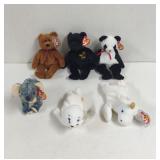 Vintage TY Beanie Babies,with tags 6 Total.
