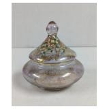 Vintage Hand Painted Floral Gold Accents Glass