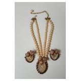 1940's Double Strand Pearl Beads Necklace with