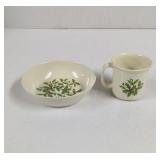 Vintage Holly Melamine Cup and Bowl
