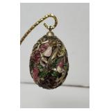 Vitnage Cloisonne enameled egg ornament on stand